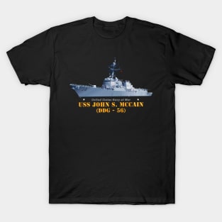 Destroyer - USS John S McCain -  Ship on Top Txt T-Shirt